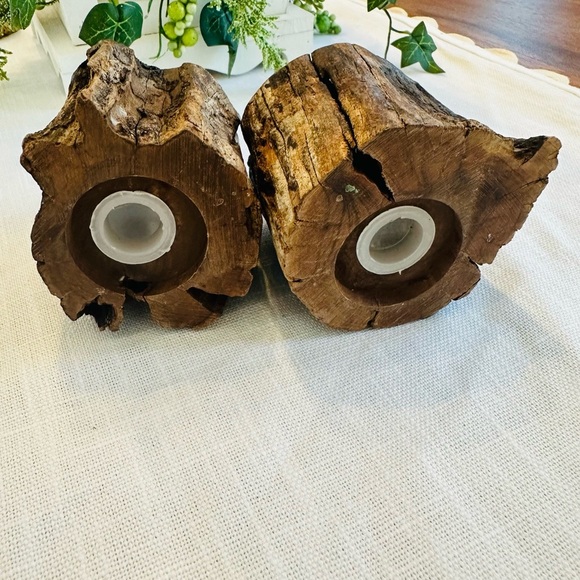 Vintage wood Pair of Tree Branch Salt and Pepper shakers farmhouse cottagecore - Picture 4 of 5